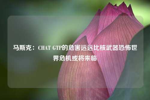 马斯克：CHAT GTP的危害远远比核武器恐怖世界危机或将来临