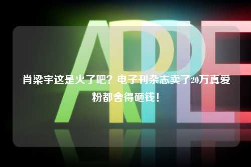 肖梁宇这是火了吧？电子刊杂志卖了20万真爱粉都舍得砸钱！