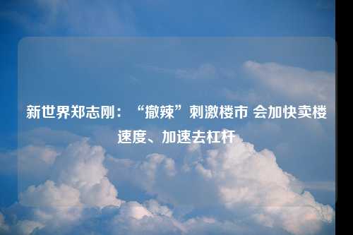 新世界郑志刚：“撤辣”刺激楼市 会加快卖楼速度、加速去杠杆