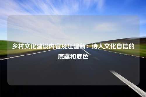 乡村文化建设内容及汪建新：诗人文化自信的底蕴和底色