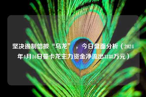 坚决遏制信披“乌龙” ，今日盘面分析（2024年4月16日曼卡龙主力资金净流出3188万元）