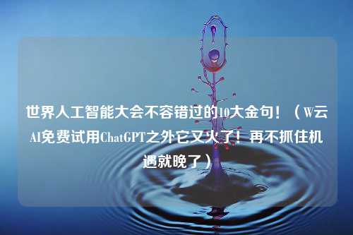 世界人工智能大会不容错过的10大金句！（W云AI免费试用ChatGPT之外它又火了！再不抓住机遇就晚了）