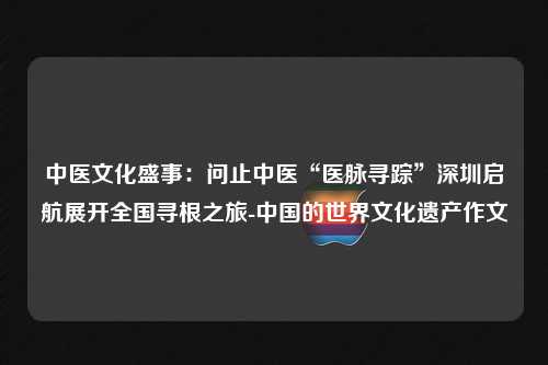 中医文化盛事：问止中医“医脉寻踪”深圳启航展开全国寻根之旅-中国的世界文化遗产作文