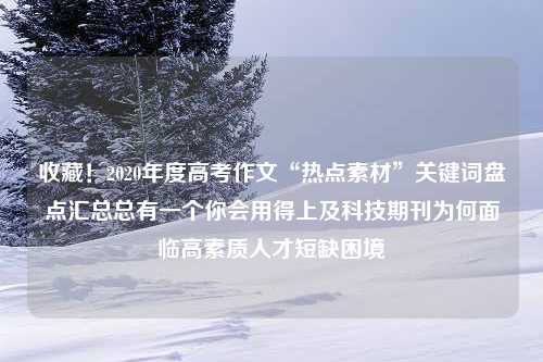 收藏！2020年度高考作文“热点素材”关键词盘点汇总总有一个你会用得上及科技期刊为何面临高素质人才短缺困境