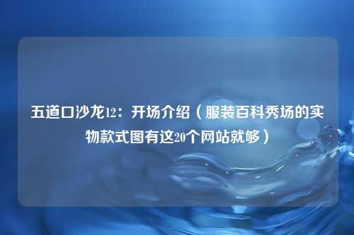 五道口沙龙12：开场介绍（服装百科秀场的实物款式图有这20个网站就够）