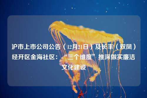 沪市上市公司公告（12月21日）及长丰（双凤）经开区金海社区：“三个维度”推深做实廉洁文化建设