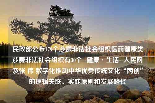 民政部公布179个涉嫌非法社会组织医药健康类涉嫌非法社会组织有30个--健康·生活--人民网及张 伟 数字化推动中华优秀传统文化“两创”的逻辑关联、实践原则和发展路径