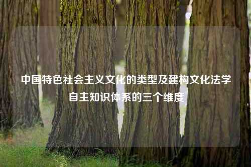 中国特色社会主义文化的类型及建构文化法学自主知识体系的三个维度