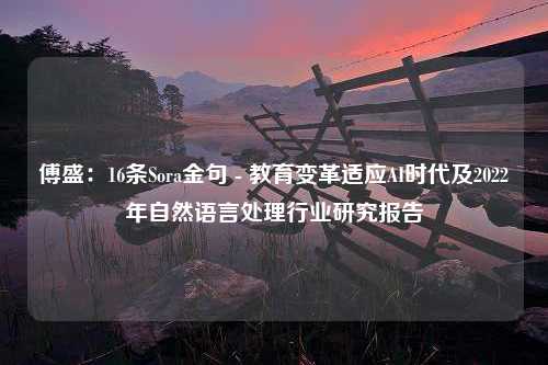 傅盛：16条Sora金句 - 教育变革适应AI时代及2022年自然语言处理行业研究报告