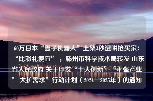 60万日本“妻子机器人”上架3秒遭哄抢买家：“比彩礼便宜” ，滕州市科学技术局转发 山东省人民政府 关于印发“十大创新”“十强产业” 大扩需求”行动计划（2024—2025年）的通知