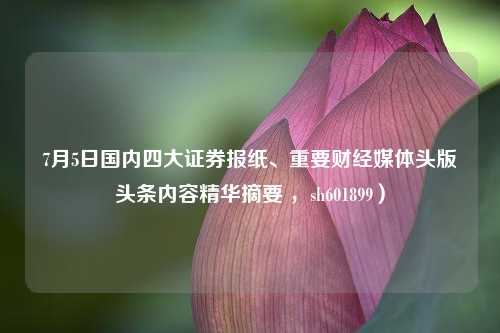 7月5日国内四大证券报纸、重要财经媒体头版头条内容精华摘要 ，sh601899）