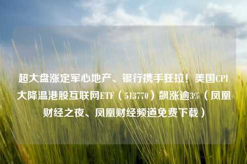 超大盘涨定军心地产、银行携手狂拉！美国CPI大降温港股互联网ETF（513770）飙涨逾3%（凤凰财经之夜、凤凰财经频道免费下载）