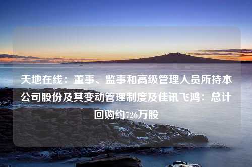 天地在线：董事、监事和高级管理人员所持本公司股份及其变动管理制度及佳讯飞鸿：总计回购约726万股