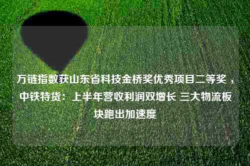 万链指数获山东省科技金桥奖优秀项目二等奖 ，中铁特货：上半年营收利润双增长 三大物流板块跑出加速度