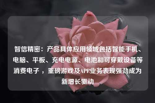 智信精密：产品具体应用领域包括智能手机、电脑、平板、充电电源、电池和可穿戴设备等消费电子 ，重磅游戏及APP业务表现强劲成为新增长驱动