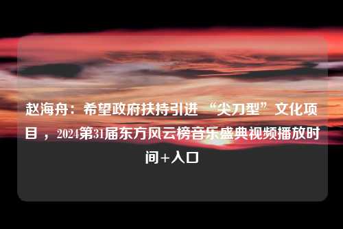 赵海舟：希望政府扶持引进 “尖刀型”文化项目 ，2024第31届东方风云榜音乐盛典视频播放时间+入口