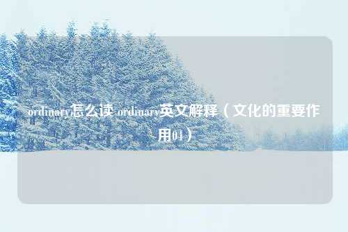 ordinary怎么读 ordinary英文解释（文化的重要作用04）