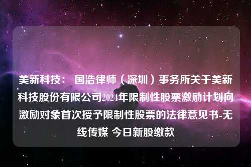 美新科技： 国浩律师（深圳）事务所关于美新科技股份有限公司2024年限制性股票激励计划向激励对象首次授予限制性股票的法律意见书-无线传媒 今日新股缴款