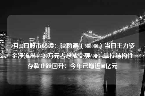 9月12日股市必读：映翰通（688080）当日主力资金净流出18429万元占总成交额698%-单位结构性存款止跌回升：今年已增近00亿元