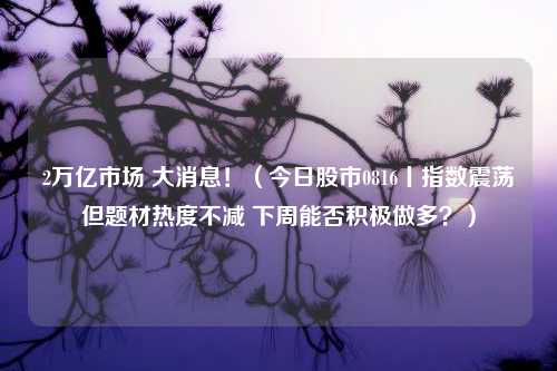 2万亿市场 大消息！（今日股市0816丨指数震荡但题材热度不减 下周能否积极做多？）