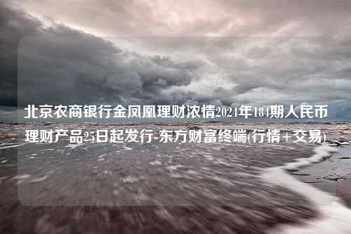 北京农商银行金凤凰理财浓情2024年184期人民币理财产品25日起发行-东方财富终端(行情+交易)