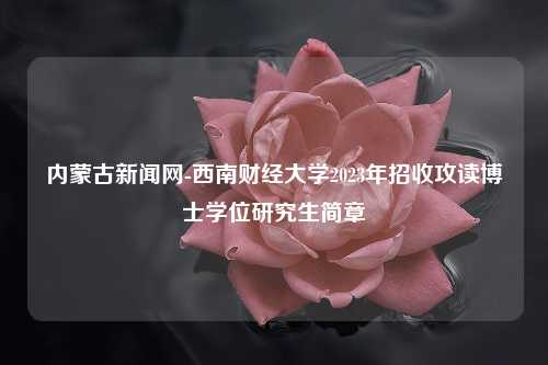 内蒙古新闻网-西南财经大学2023年招收攻读博士学位研究生简章