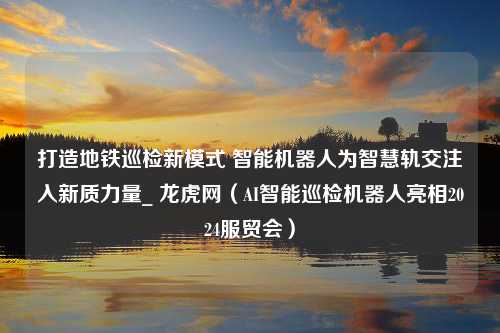 打造地铁巡检新模式 智能机器人为智慧轨交注入新质力量_ 龙虎网（AI智能巡检机器人亮相2024服贸会）