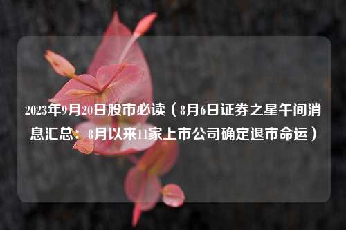 2023年9月20日股市必读（8月6日证券之星午间消息汇总：8月以来11家上市公司确定退市命运）