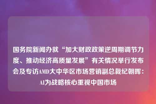 国务院新闻办就“加大财政政策逆周期调节力度、推动经济高质量发展”有关情况举行发布会及专访AMD大中华区市场营销副总裁纪朝晖：AI为战略核心重视中国市场