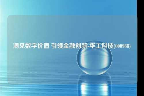 洞见数字价值 引领金融创新-华工科技(000988)