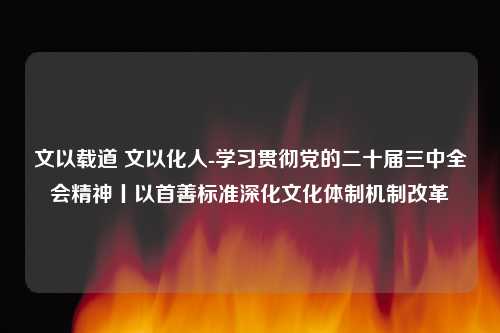 文以载道 文以化人-学习贯彻党的二十届三中全会精神丨以首善标准深化文化体制机制改革