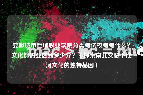 安徽城市管理职业学院分类考试校考考什么？文化课需要达到多少分？（探索南北交融下淮河文化的独特基因）