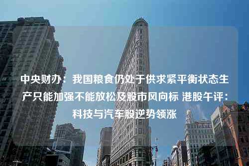 中央财办：我国粮食仍处于供求紧平衡状态生产只能加强不能放松及股市风向标 港股午评：科技与汽车股逆势领涨